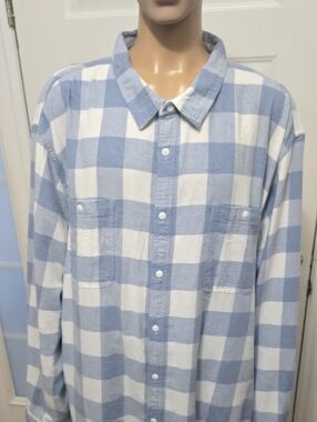 Sonoma Brand Men's Big & Tall Blue and White Check Long-Sleeve Men's Shirt 6XB